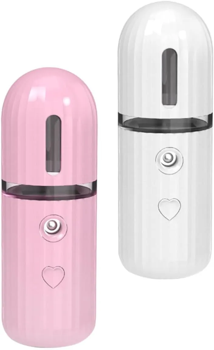 2Pcs Portable Rechargeable Moisturizing Mist Sprayer Facial Mister with Fine Mist for for Home Travel Office Use