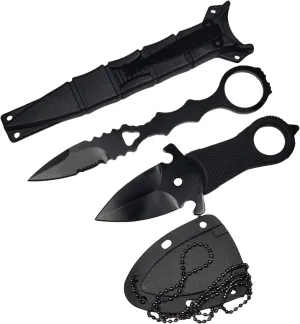 2Pcs Tactical Fixed Blade Knife with Sheath,Mini Fixed Blade,Protable 6.7" and 5.5" EDC Knife,Spear Point Serrated Edge Blade with Pocket Cip For Camping Hunting Hiking Fishing