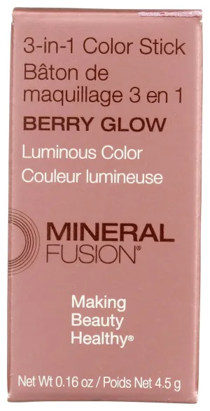 3-In-1 Color Stick - Berry Glow by Mineral Fusion for Women - 0.16 oz Makeup
