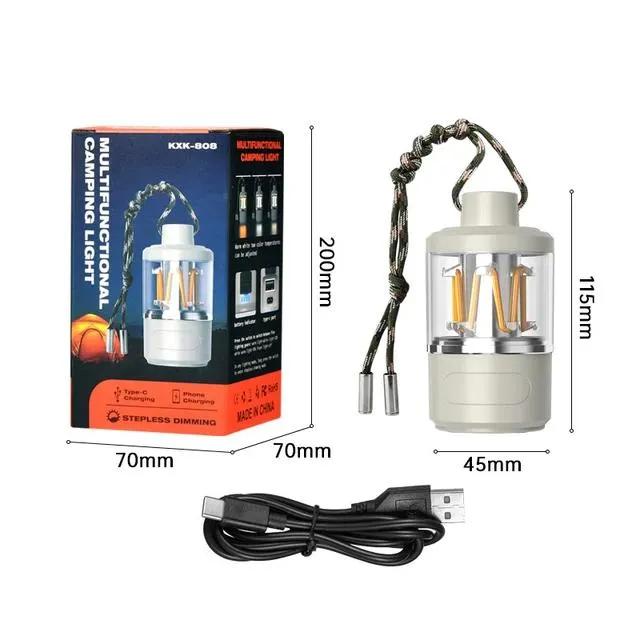 3 in 1 Multifunctional Camping Light USB Rechargeable Home Outdoor Camping Fishing Portable Flashlight