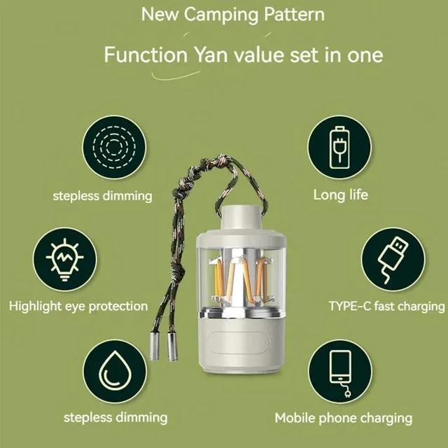 3 in 1 Multifunctional Camping Light USB Rechargeable Home Outdoor Camping Fishing Portable Flashlight