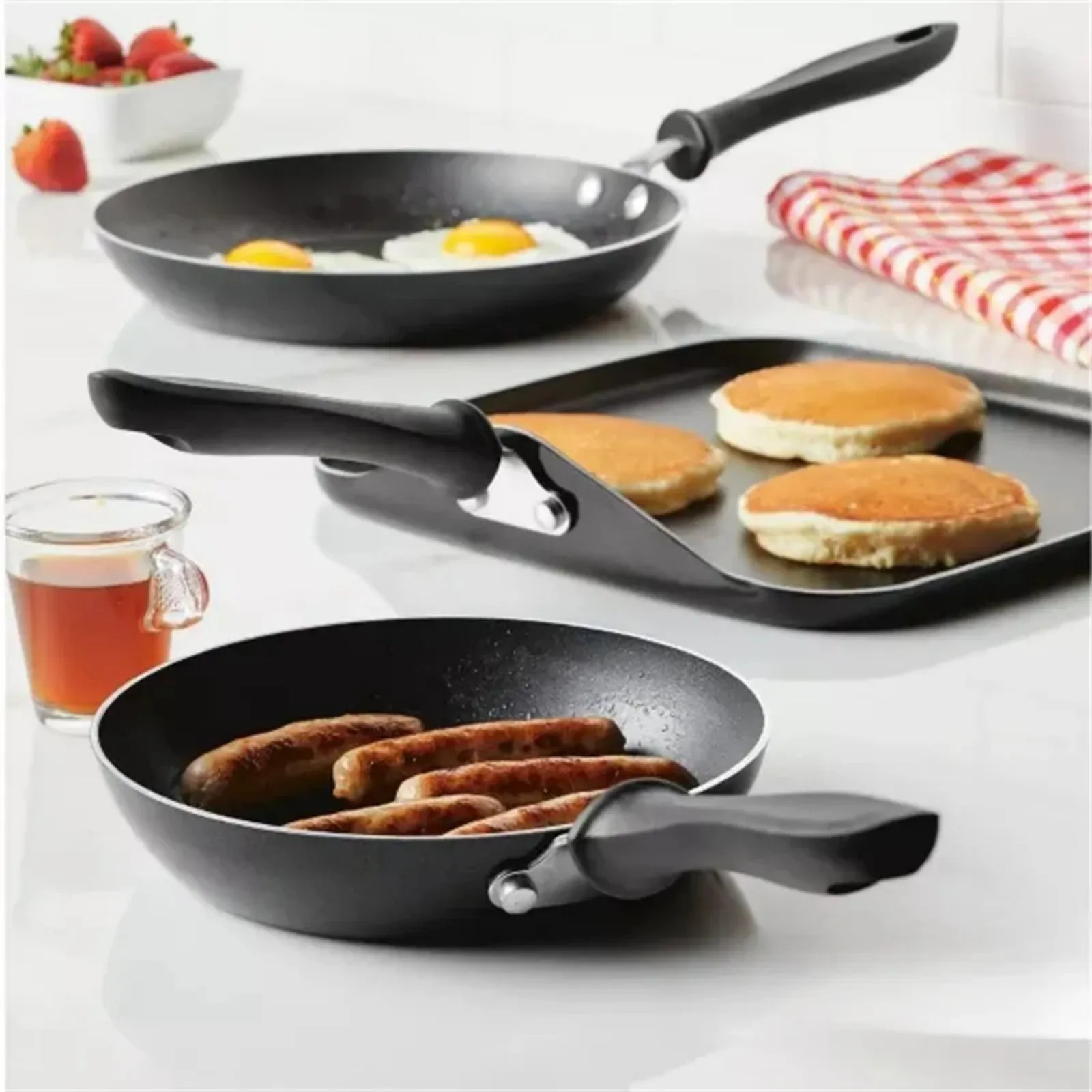 3-Piece Pan LunaLulink and Non-Stick Aluminum Exceptional Griddle Hot offer Black Set