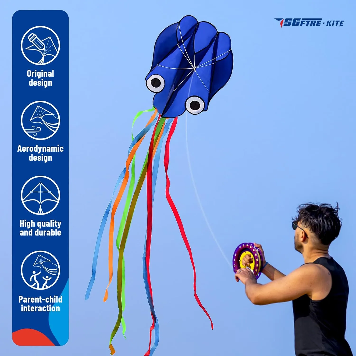 3 Piece Set Butterfly Delta and Octopus Kites for Boys and Girls, Beach Kites for Family Outdoor Games & Activities (Gradient Grassland Green Octopus Blue Pink Dreamy Butterfly, 3)