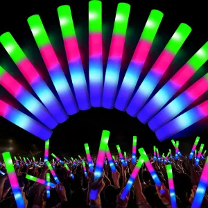 32 Pcs Giant 16'' Foam Glow Sticks Bulk Party Favors for Adults Kids,3 Modes Flashing Foam Light Up Sticks,LED Glow Sticks Glow In The Dark for Wedding Birthday Concert 4th of July Patriotic Party