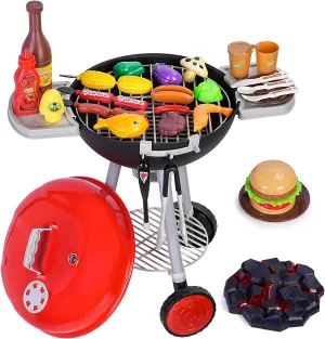 35 PCS Cooking Toy Set, Kids Kitchen Toy, BBQ Grill Playset with Pretend Smoke, Outdoor Interactive Cooking Game Gifts for 3 4 5 6 7 8 Year Old Girls Boys (19.68''L x 11.81''W x 21.65''H)