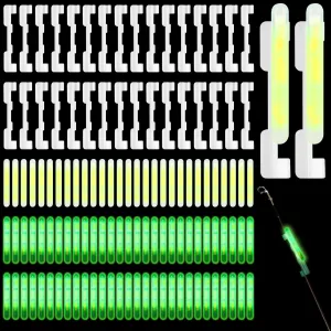 350 Pcs Clip on Fishing Glow Sticks Bulk for Rod Tips 1.5 Inch Mini Glow in The Dark Stick for Fishing Poles Green Small Fishing Glow Rods for Night Fishing
