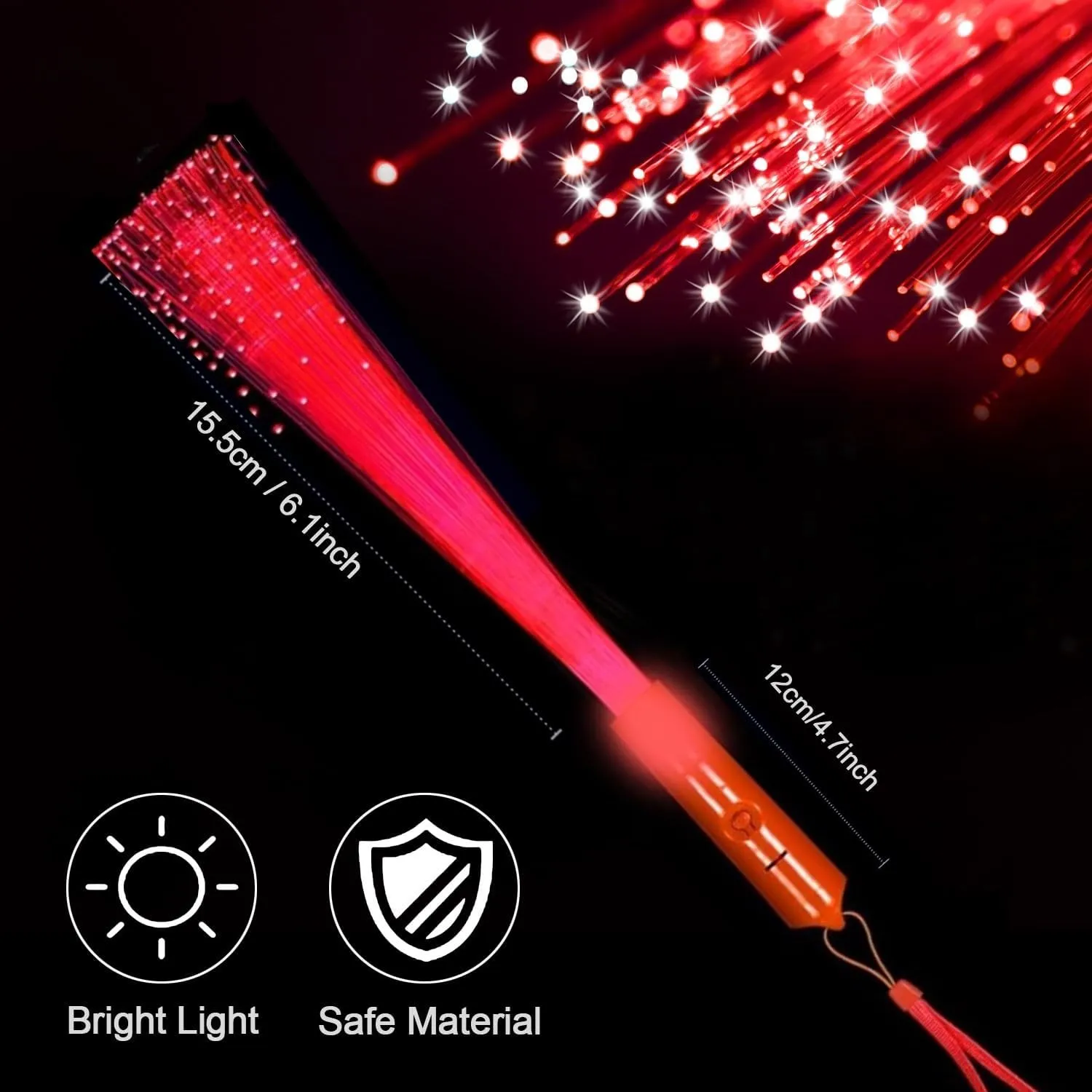 36 Pack Red Glow Fiber Optic Wands Bulk Light up Wand Glow Sticks with 3 Lighting Modes for Christmas Valentine's Day 4th of July Concerts Clubs Wedding Birthday
