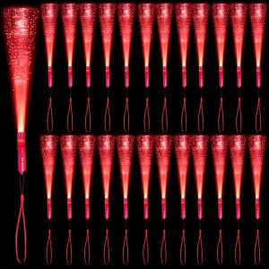36 Pack Red Glow Fiber Optic Wands Bulk Light up Wand Glow Sticks with 3 Lighting Modes for Christmas Valentine's Day 4th of July Concerts Clubs Wedding Birthday