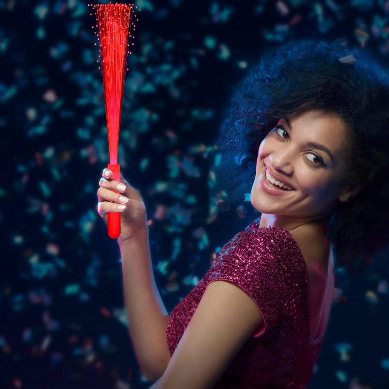 36 Pack Red Glow Fiber Optic Wands Bulk Light up Wand Glow Sticks with 3 Lighting Modes for Christmas Valentine's Day 4th of July Concerts Clubs Wedding Birthday