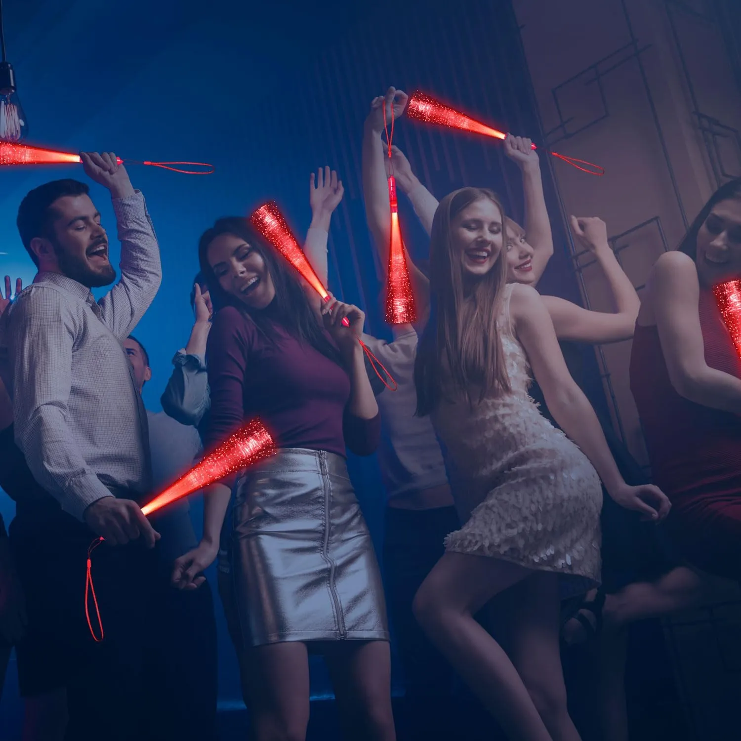 36 Pack Red Glow Fiber Optic Wands Bulk Light up Wand Glow Sticks with 3 Lighting Modes for Christmas Valentine's Day 4th of July Concerts Clubs Wedding Birthday