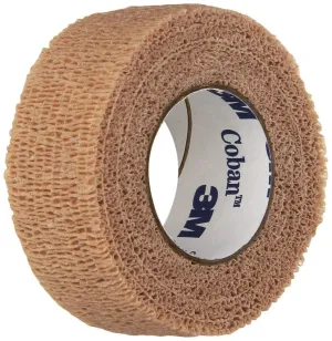 3M 74254 Coban Self-Adherent Wrap Compress or Protect Wound Sites and Immobilize Injuries, Tan, 1" Width, 5yds Length, Pack of 30