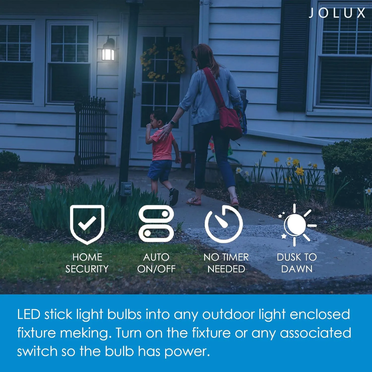 4 Pack LED Stick Light Bulbs with Dusk to Dawn, 40W Equivalent,Soft White(2700K),650lm,Auto On/Off Outdoor LED Bulbs,Damp Rated,E26 Medium Base.……
