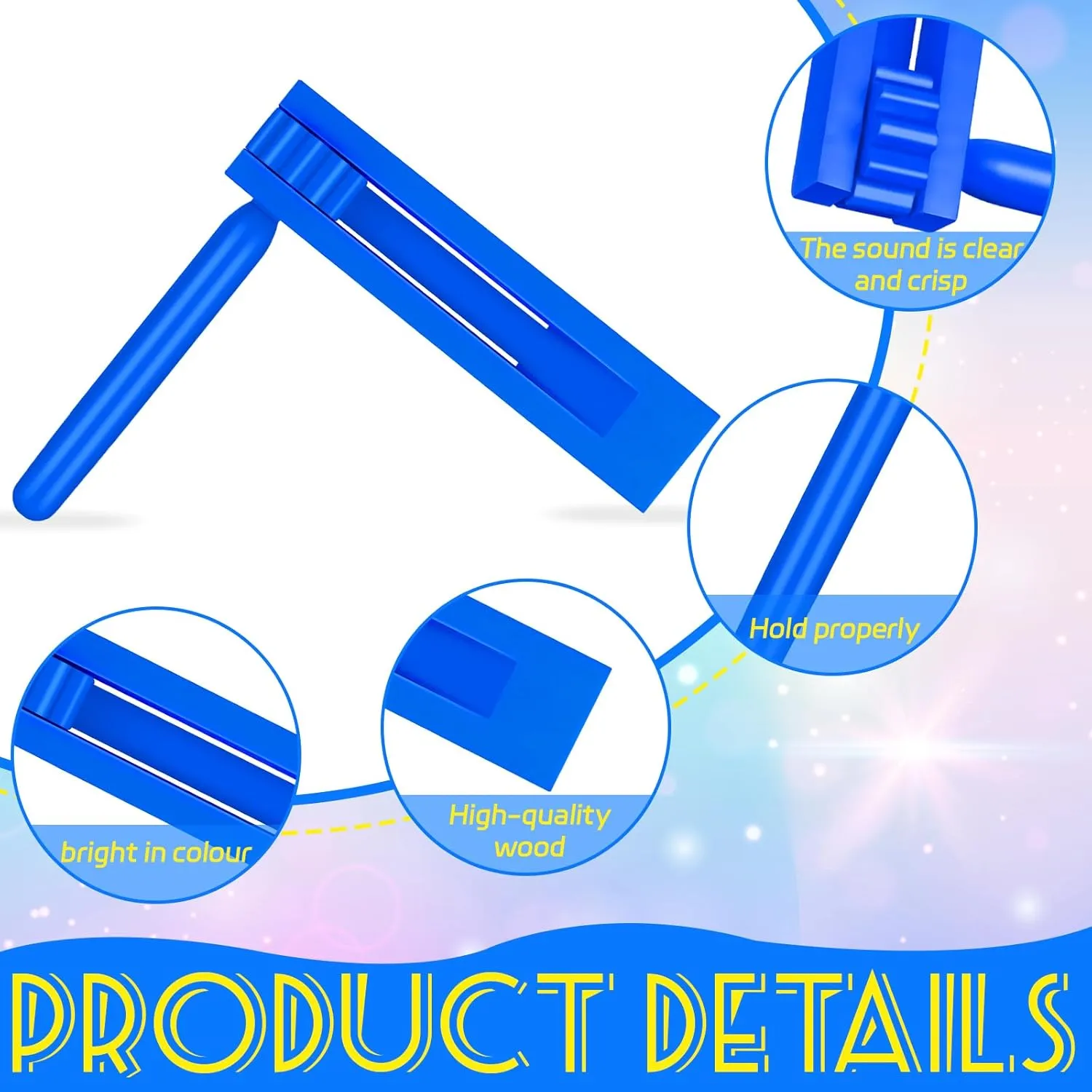 4 Pcs Mexicanas Noise Ratchet Blue Spinning Rattle Ratchet Noise maker Traditional Wooden Matraca for Graduation Birthday Parties Football Games Sporting Events
