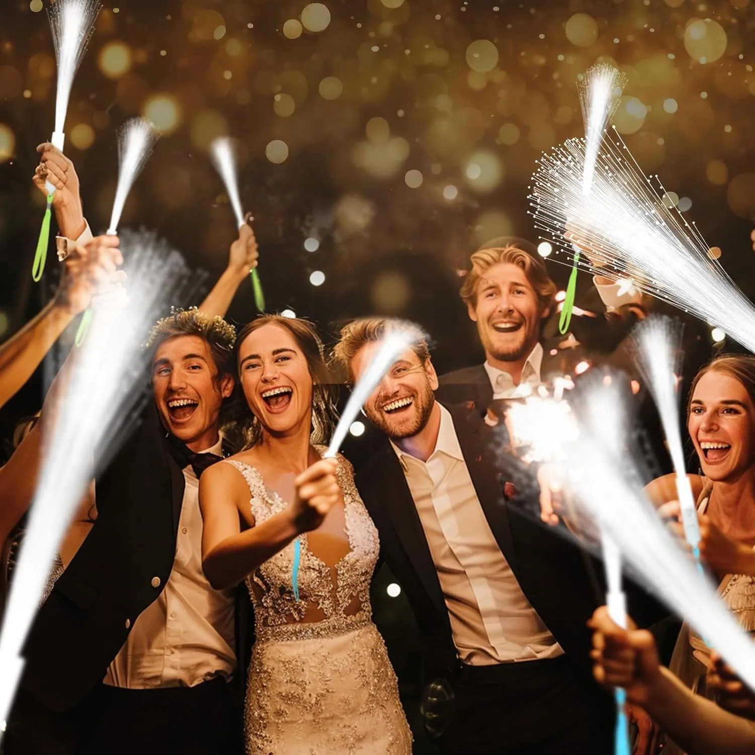 48 PCS White Fiber Optic Wands, Neon Party Supplies, LED Fiber Wands, Wedding Party Supplies, Glow Fiber Wands Sticks, Flashing LED Wands, Fiber Optic Light Wand Sticks for Glow Party Favors
