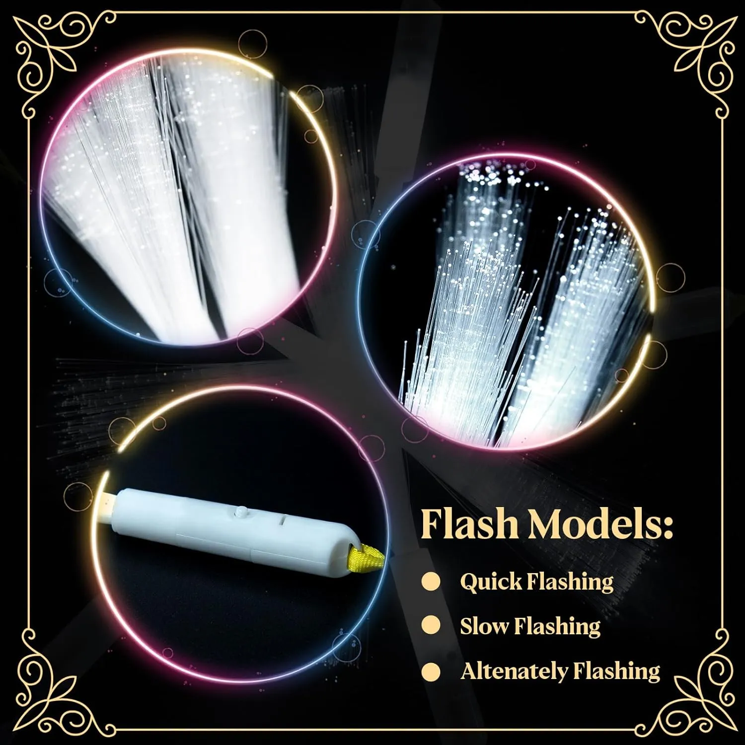 48 PCS White Fiber Optic Wands, Neon Party Supplies, LED Fiber Wands, Wedding Party Supplies, Glow Fiber Wands Sticks, Flashing LED Wands, Fiber Optic Light Wand Sticks for Glow Party Favors