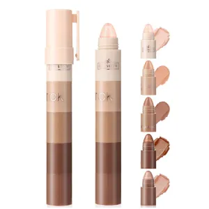 5-in-1 Matte Eyeshadow Cream stick,Eyeshadow Pen High Light Bare Makeup Lying Silkworm Pen Pearl Natural Long Lasting Waterproof 5 Colors Eye Shadow (Set #2)
