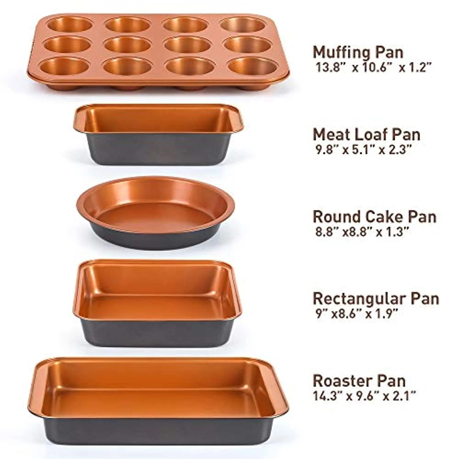 5-Piece Nonstick Copper Bakeware Set