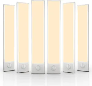6 Pack Under Cabinet Lighting Wireless, 32 LED Rechargeable Battery Motion Sensor Light Indoor, Stick On Magnetic Closet Lights, Under Counter Lights for Kitchen, Stairs, Warm 8 in