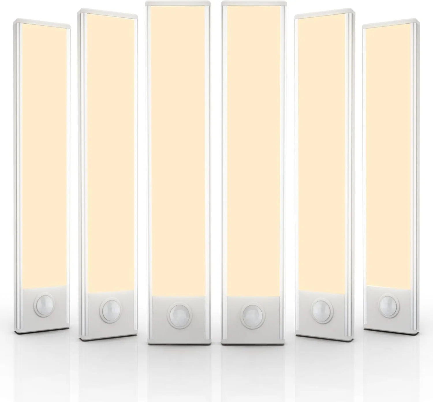 6 Pack Under Cabinet Lighting Wireless, 32 LED Rechargeable Battery Motion Sensor Light Indoor, Stick On Magnetic Closet Lights, Under Counter Lights for Kitchen, Stairs, Warm 8 in