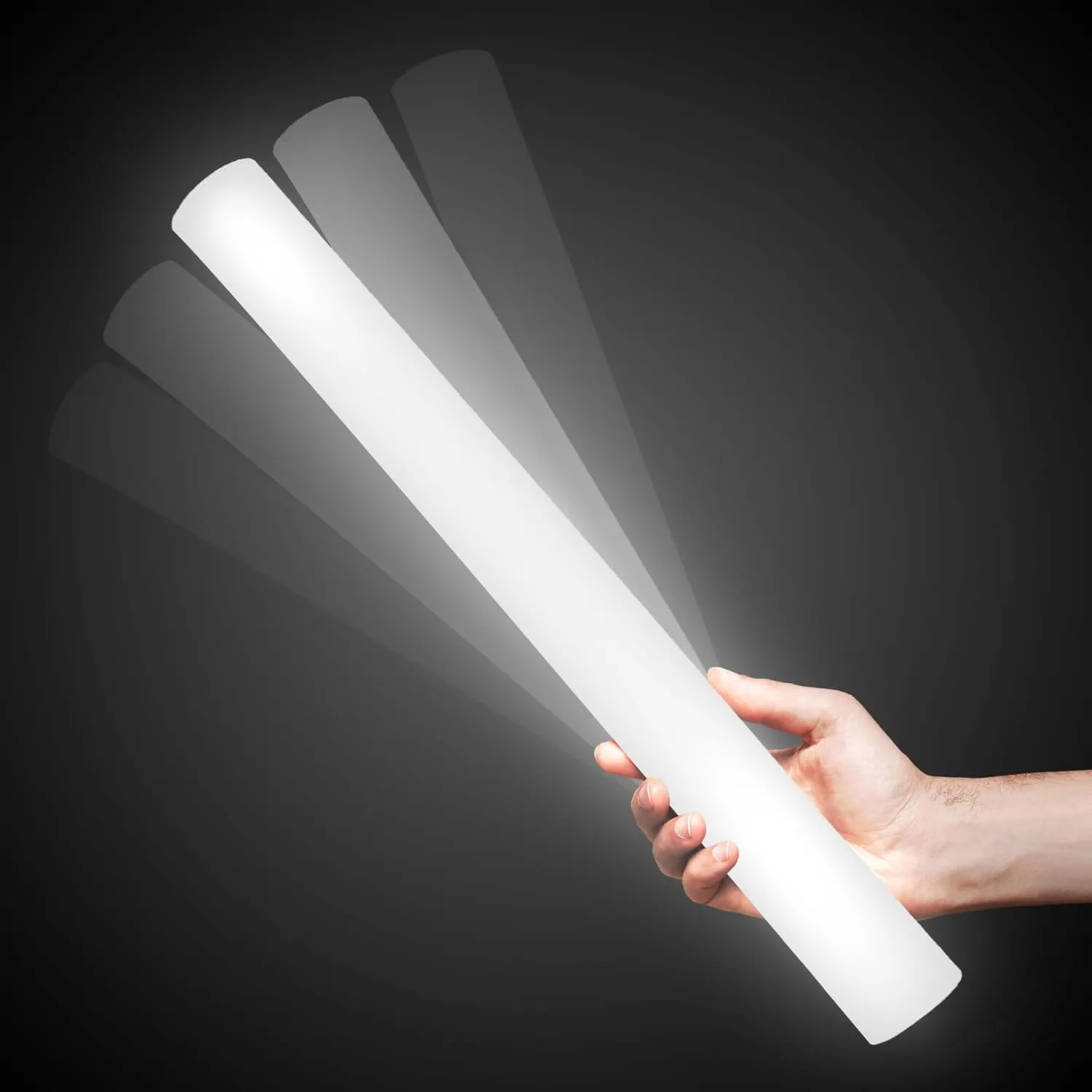 6 Pack White LED Foam Sticks in Bulk for Birthdays, Weddings, Raves, EDM Concerts 4th of July Glow in Dark Party Sensory Toys for Kids Party Favors