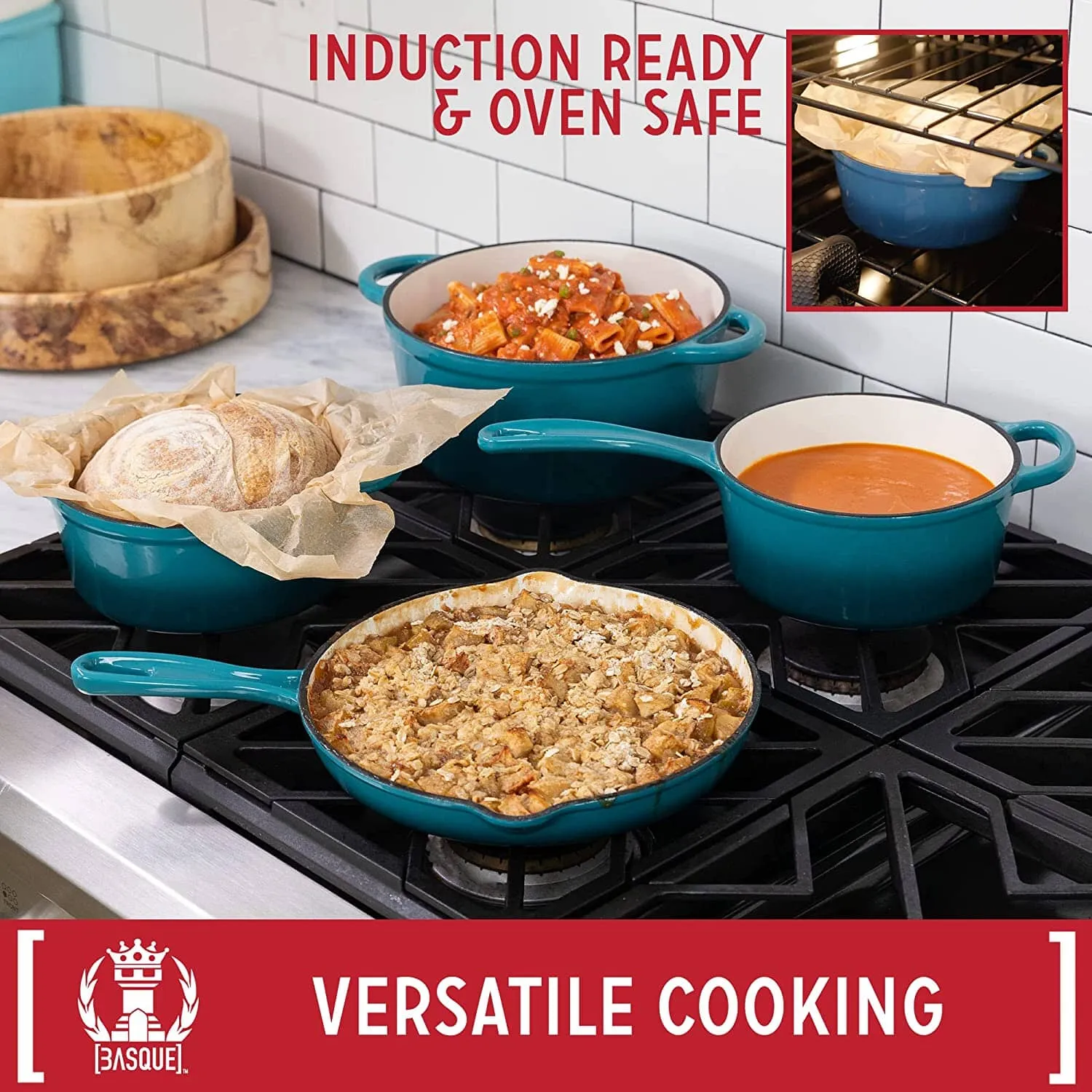 7-Piece: Basque Enameled Cast Iron Cookware Set