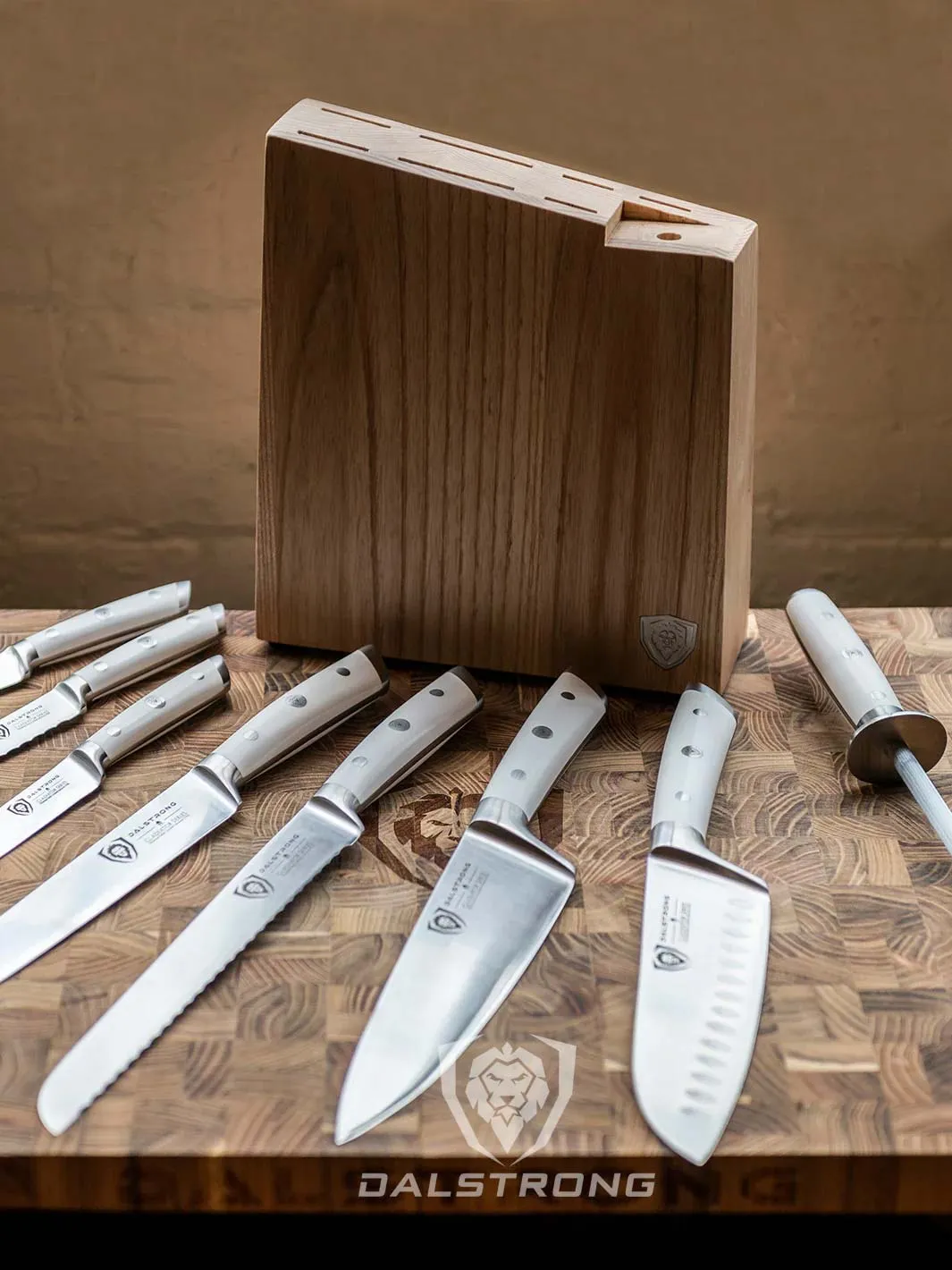 8-Piece Knife Block Set White | Gladiator Series | Knives NSF Certified | Dalstrong ©