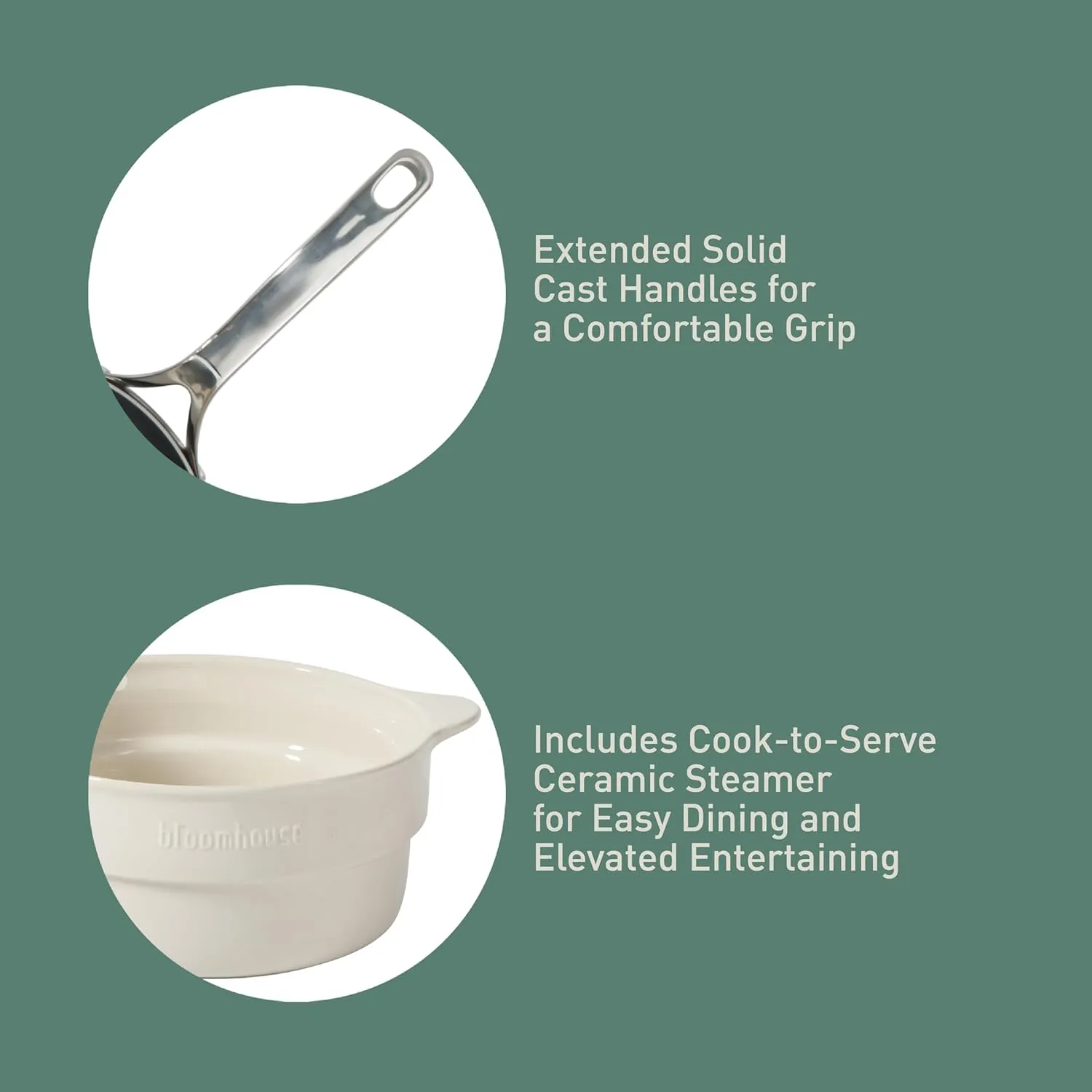 8 Piece Triply Stainless Steel Pots and Pans Cookware Set W/Sage Green Non Toxic Pro Ceramic Non Stick Interior