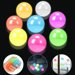 8 Pieces Glowing Sticky Balls, Very Elastic Squishy Balls That Glow in The Dark and Stick to The Ceiling, Ceiling Balls Great for Children's Parties, Stress Relieving Balls for Stress and Anxiety .