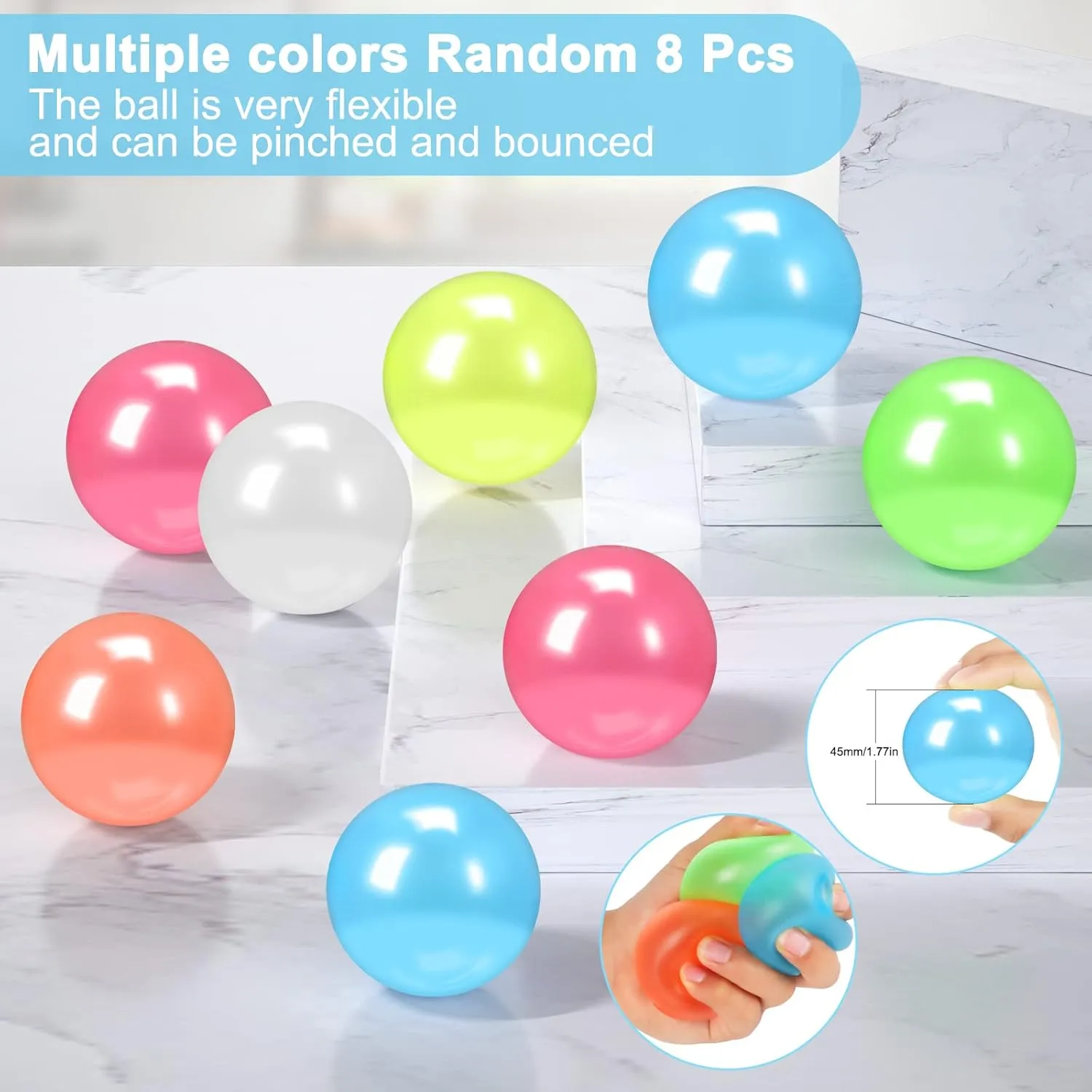 8 Pieces Glowing Sticky Balls, Very Elastic Squishy Balls That Glow in The Dark and Stick to The Ceiling, Ceiling Balls Great for Children's Parties, Stress Relieving Balls for Stress and Anxiety .
