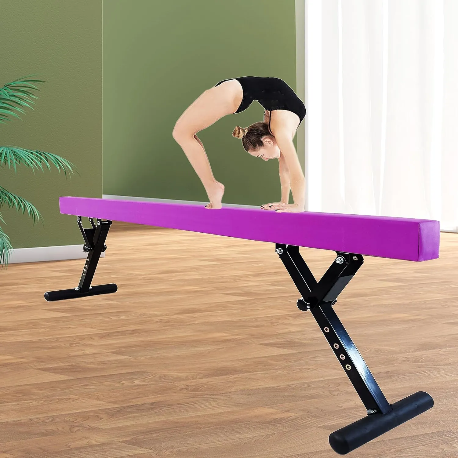 8FT Adjustable Balance Beam, Gymnastics Beam for Kids, High and Low Beams for All Gymnastic Levels- Gymnastics Equipment for Teens Home or Gym Use, Weight Limit 350 LBS
