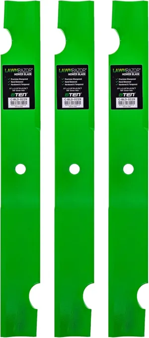 8TEN LawnRAZOR Blade Set for Scag Turf Tiger Bad Boy 61" Deck 038-6080-00 482879 (Notched High Lift) 3 Pack