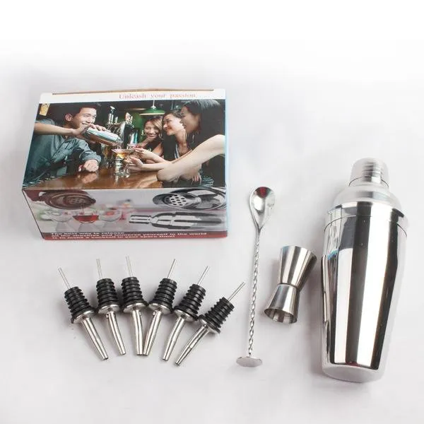 9pcs Stainless Steel Cocktail Shaker Mixer Drink Bartender Martini Tools Bar Set Kit - 750ML/25 Ounce