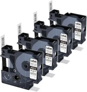 A45013 D1 Label Tape S0720530 Replace for Dymo Label Maker Refills d1 45013, 1/2 in x 23 Ft Black on White Compatible with DYMO LabelManager 160 210D 260P 280 360D 450D, 4-Pack