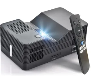 AAXA M8 UST Ultra Short Throw 4K Laser Projector 1100 LD Lumens, BT 5.4, WiFi 6, USBC Mirroring, 2xHDMI, Optical Audio, Efocus, Auto Keystone, Smart Technology