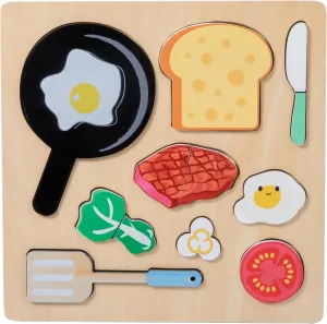 Adena Montessori Wooden Puzzles Play Fake Food for Kids Cookware Fried Egg Vegetables Set Kitchen Toys