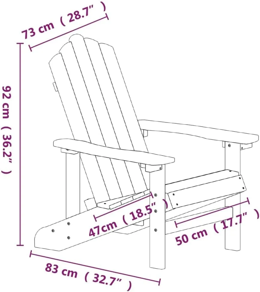 Adirondack Chair with Table Outdoor Patio Furniture Set, HDPE Brown Weather-Resistant Lounge Chairs for Garden Deck Backyard