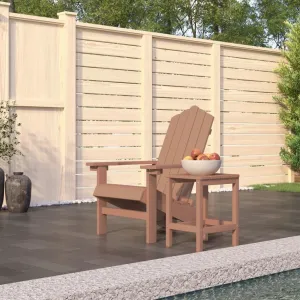 Adirondack Chair with Table Outdoor Patio Furniture Set, HDPE Brown Weather-Resistant Lounge Chairs for Garden Deck Backyard