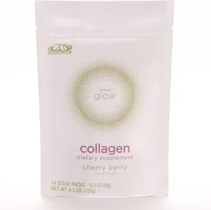 AdvoCare Glow Collagen Dietary Supplement - Marine Collagen Supplement for Nail, Skin & Hair Care - Includes Vitamins C, D & E - 14 Stick Packs