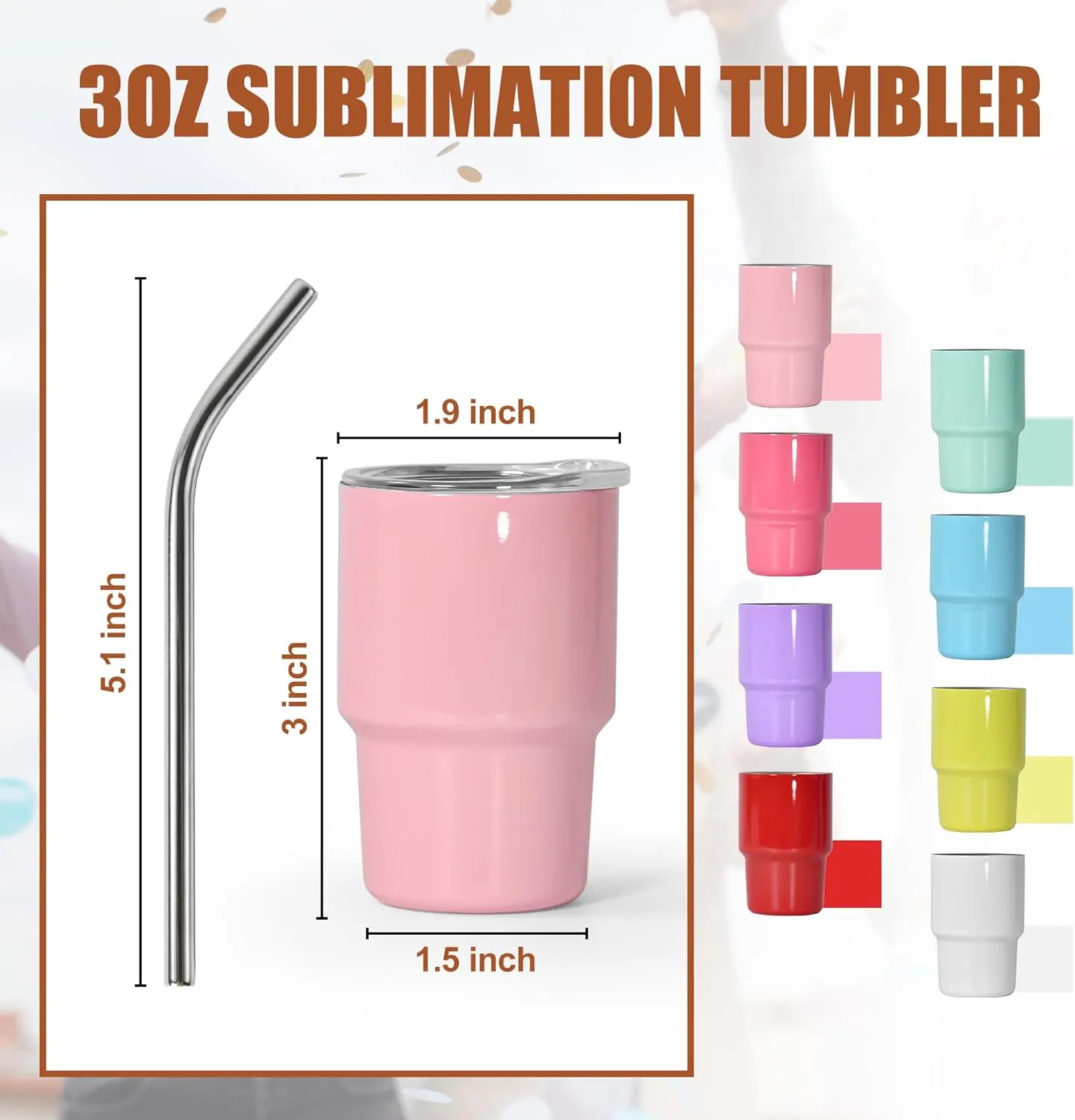 AGH 3oz Sublimation Shot Glasses Wine Tumbler with Straw, 6Pack Double Stainless Steel Wine Glass, Mini Insulated Coffee Mug Mugs For Bars, whiskey,Ice Cream, Tea(Green)