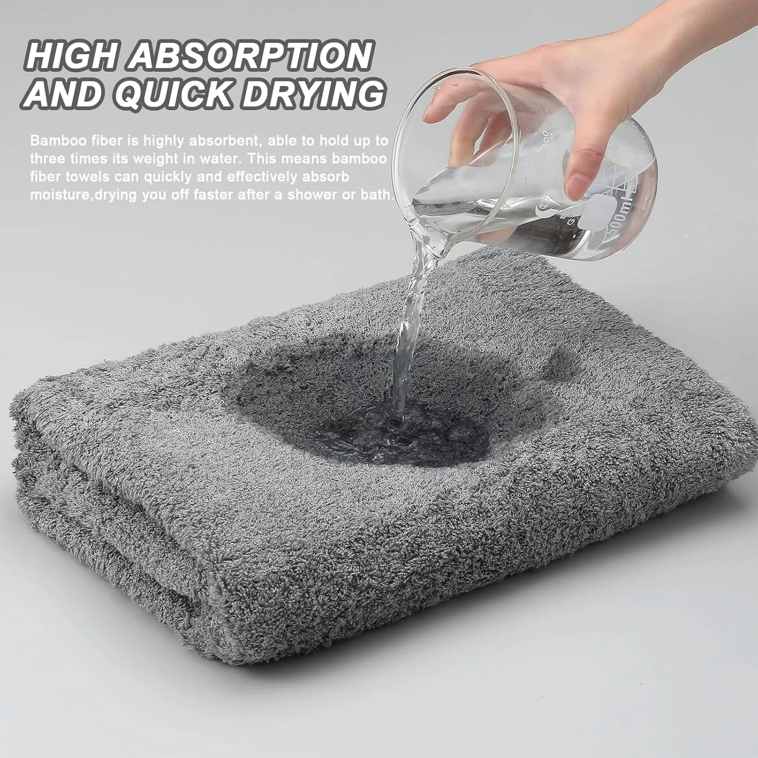 Aibaser Bath Towels - Natural, Ultra Absorbent Towels for Bathroom, Travel, Gym, Shower and Spa (2 Piece Set) (Grey, 35 in x 70 in)