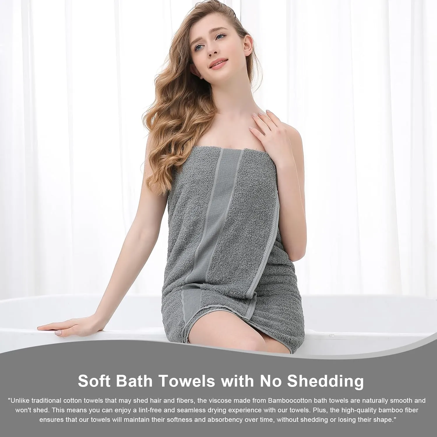 Aibaser Bath Towels - Natural, Ultra Absorbent Towels for Bathroom, Travel, Gym, Shower and Spa (2 Piece Set) (Grey, 35 in x 70 in)