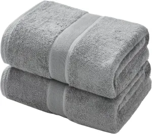 Aibaser Bath Towels - Natural, Ultra Absorbent Towels for Bathroom, Travel, Gym, Shower and Spa (2 Piece Set) (Grey, 35 in x 70 in)