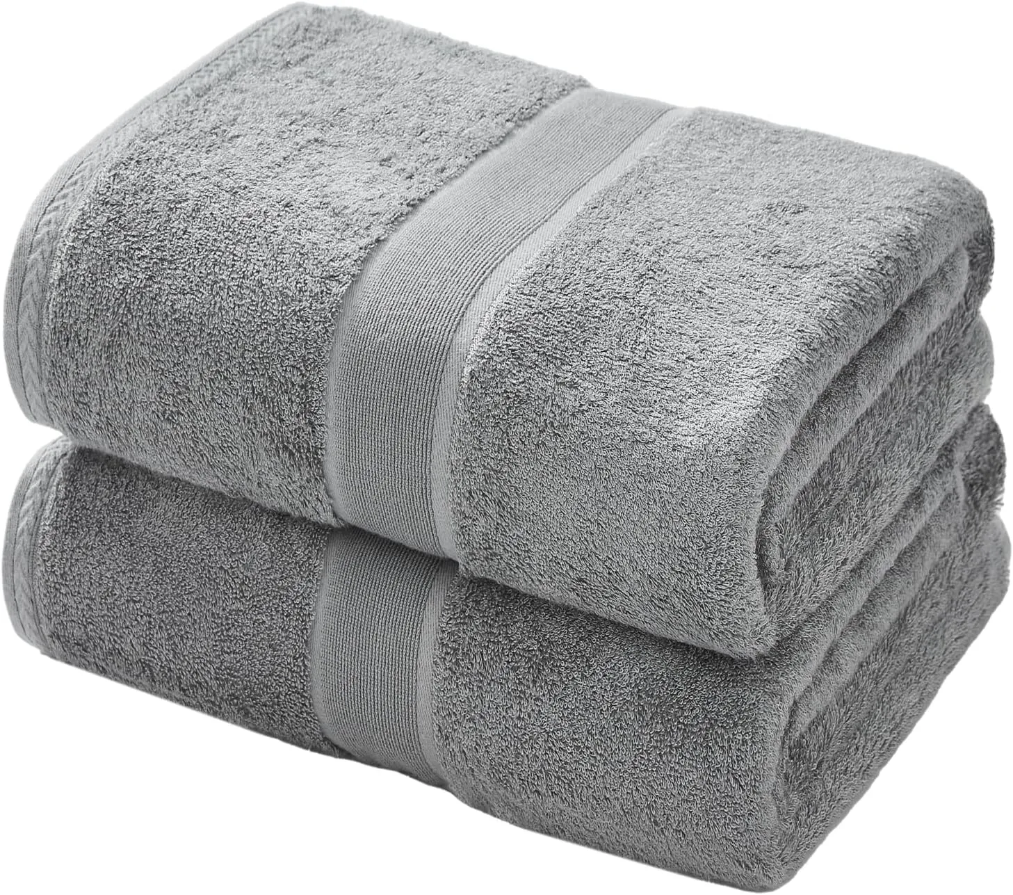 Aibaser Bath Towels - Natural, Ultra Absorbent Towels for Bathroom, Travel, Gym, Shower and Spa (2 Piece Set) (Grey, 35 in x 70 in)