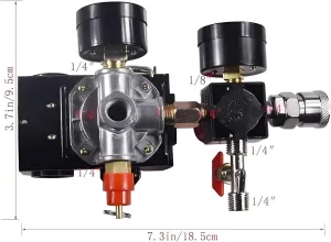 Air Compressor Pressure Switch Control Valve, 90-120PSI Pressure Regulator with Pressure Gauges Fittings Set