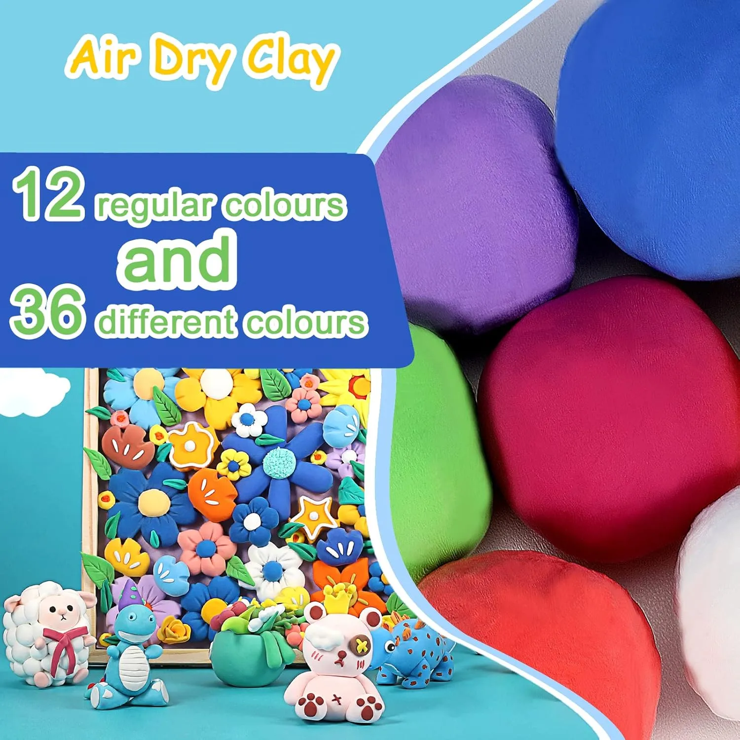 Air Dry Clay kit, EDIFON Modeling Clay Ultra Light Magic Clay with Tools, Safe and Non-Toxic Modeling Clay, Ideal Gift for Kids (48 Colors   Tools)