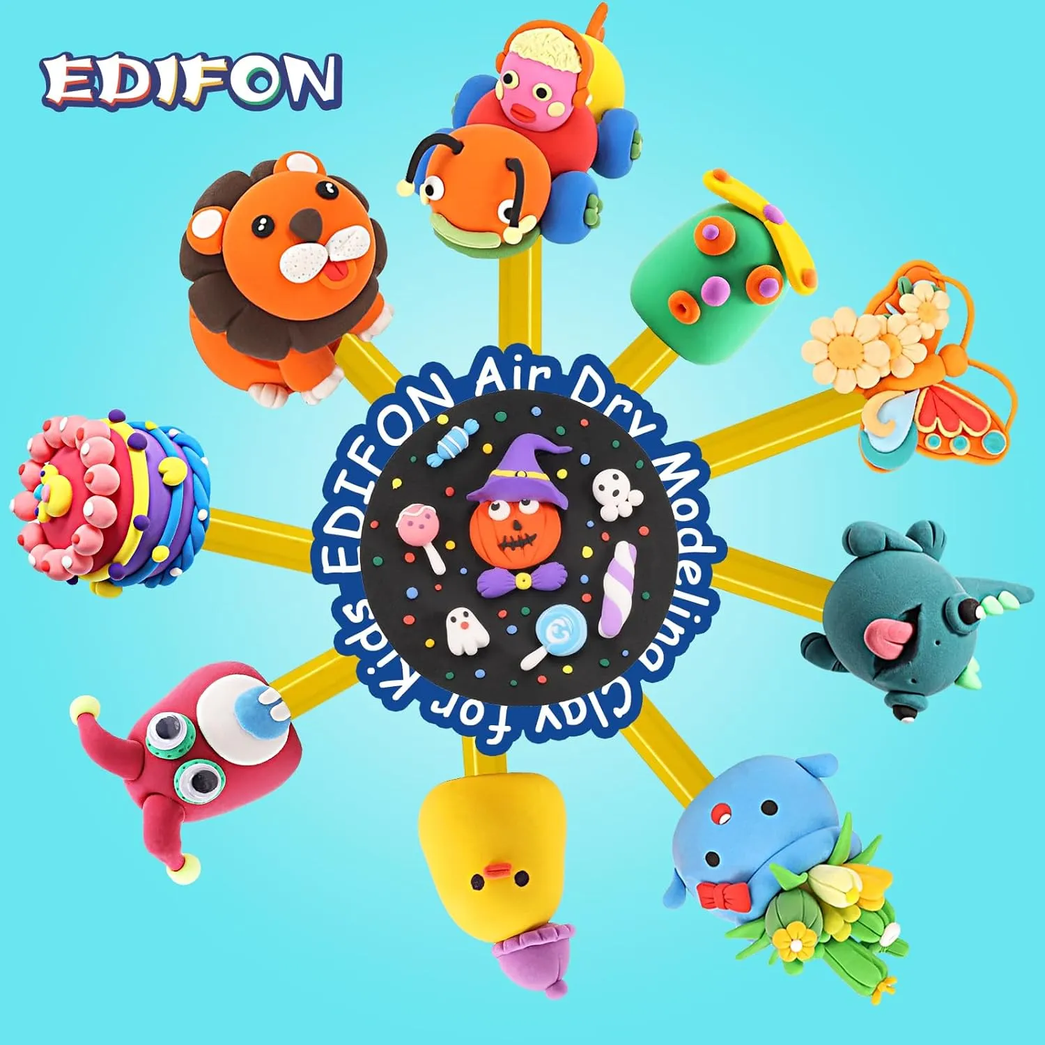 Air Dry Clay kit, EDIFON Modeling Clay Ultra Light Magic Clay with Tools, Safe and Non-Toxic Modeling Clay, Ideal Gift for Kids (48 Colors   Tools)