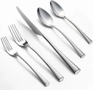 Alata Bailey 20-Piece Forged Silverware Set Stainless Steel Flatware Set,Service for 4,Mirror Polished Cutlery Set,Dishwasher Safe…