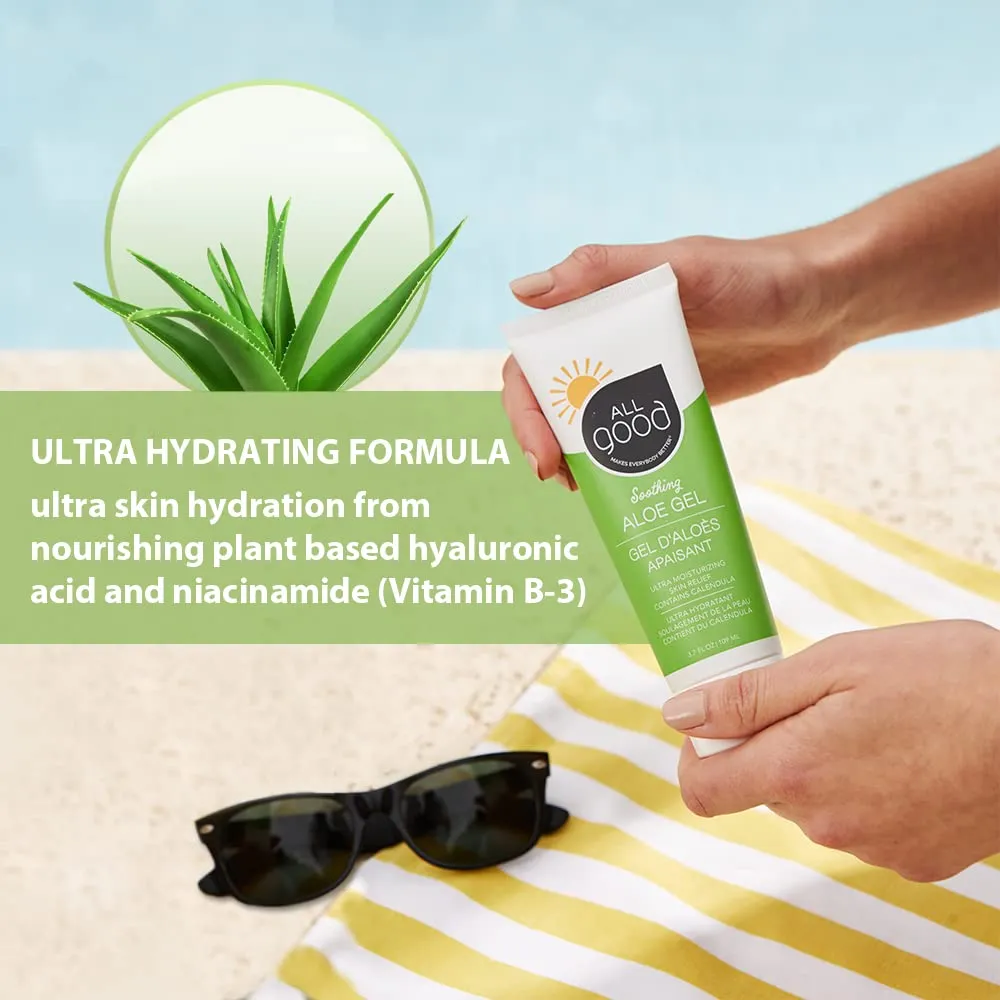 All Good Sport Mineral Sunscreen & Aloe Gel Bundle - UVA/UVB Broad Spectrum, Water Resistant - Includes (1) SPF 50 Butter Stick, (1) SPF 30 Lotion, & (1) Aloe Gel