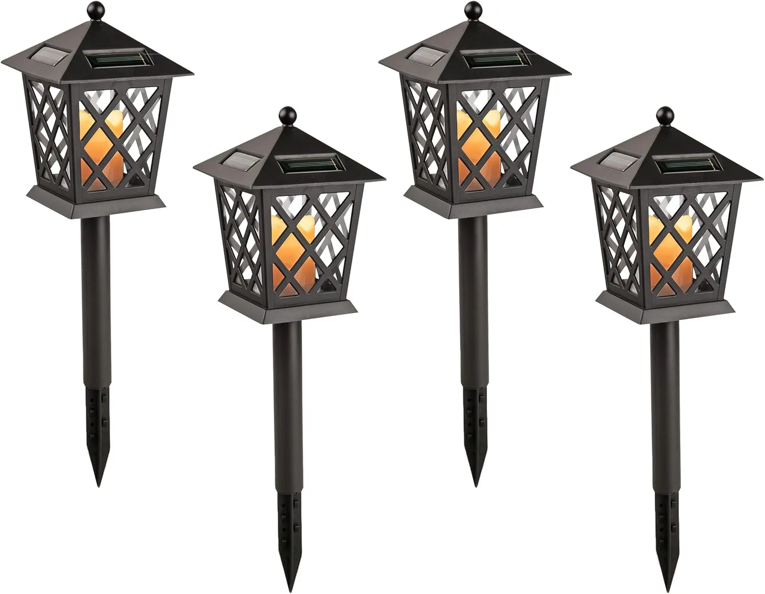 Alpine Corporation 16" Tall Outdoor Solar Powered Pathway LED Light Stakes (Set of 4)