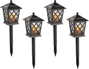 Alpine Corporation 16" Tall Outdoor Solar Powered Pathway LED Light Stakes (Set of 4)